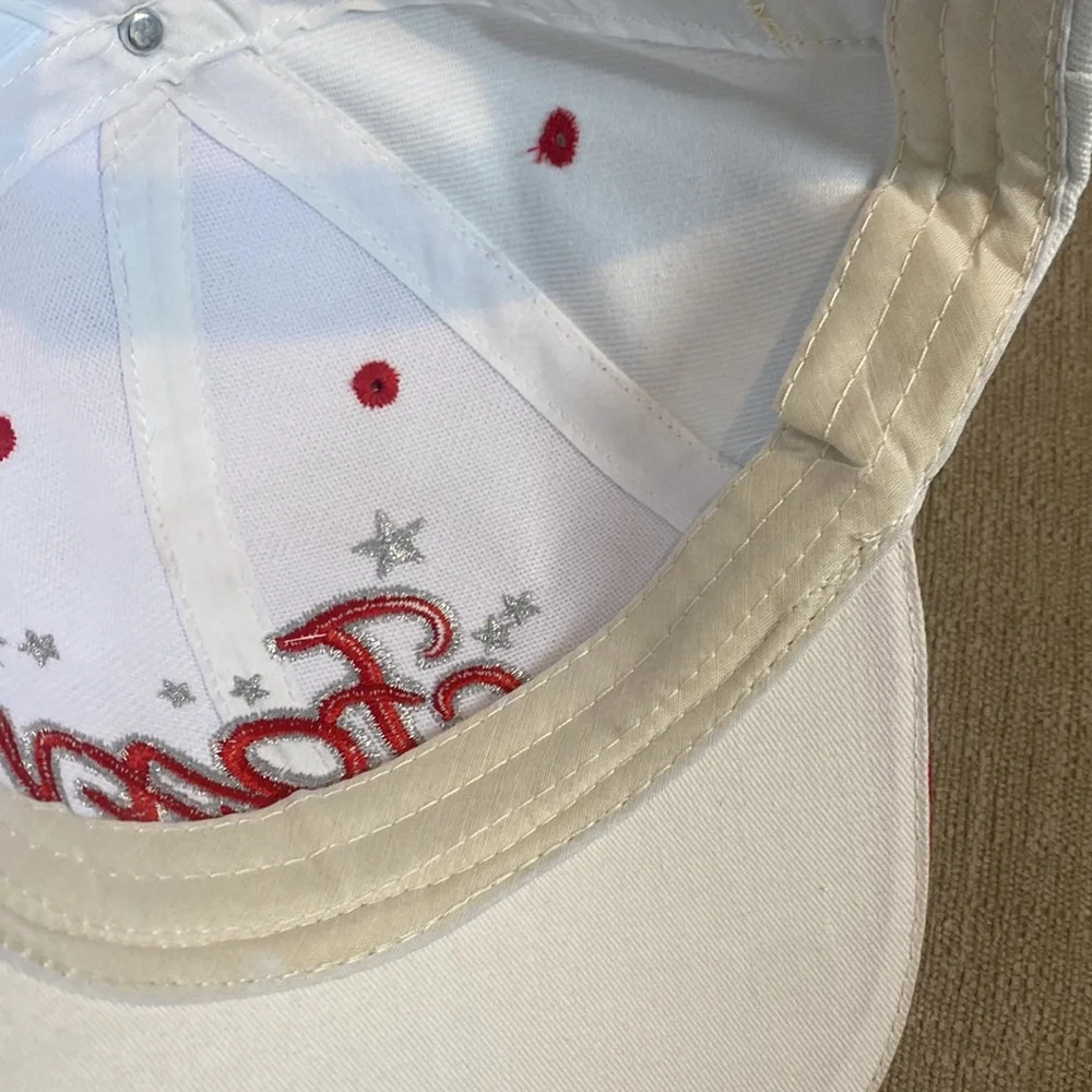 Foxy Ladies NWT White & Red Adjustable One Size Hat